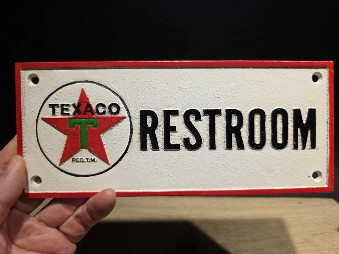 Cast iron Texaco Restroom Sign Plaque - 3
