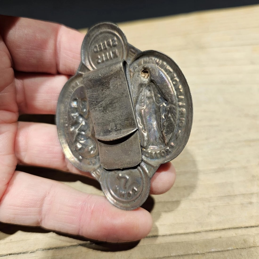 Aluminum St. Christopher Patron of Safe Travel Visor Clip - 7