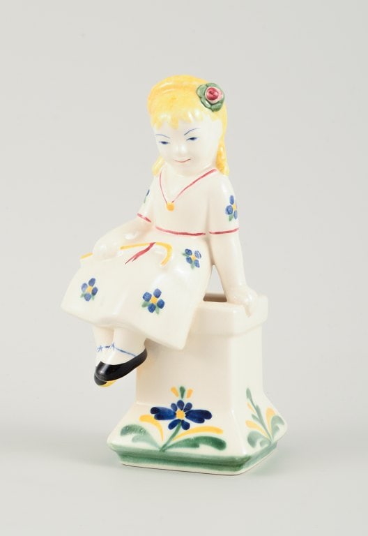 Aluminia, Denmark, Rare Childcare figure of the shepherdess from 1954. - 2