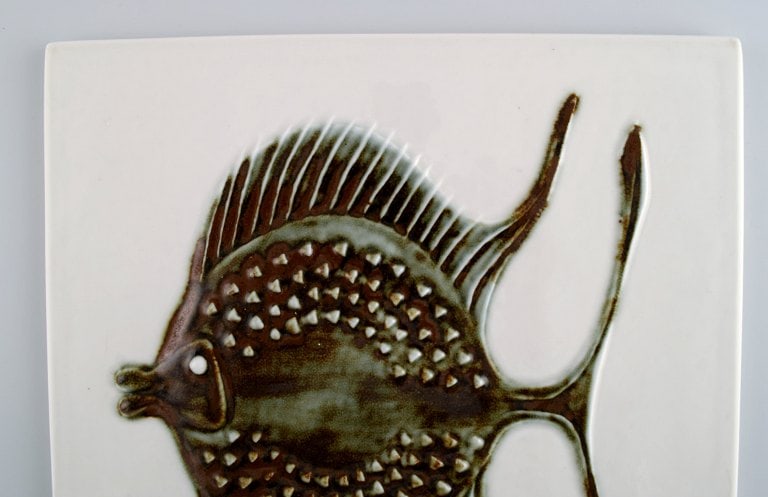 Bertil Lundgren for Rorstrand. "Gallery 1" wall plaque in glazed porcelain with fish. 1970s. - 4