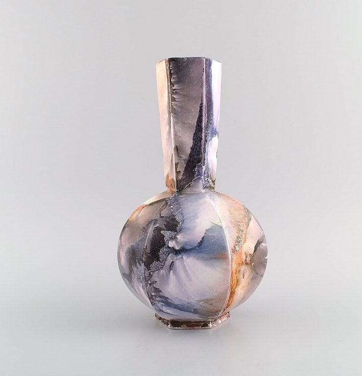 Arabia, Finland. Art deco vase in glazed faience. Beautiful marbled glaze. 1920s/30s. - 2