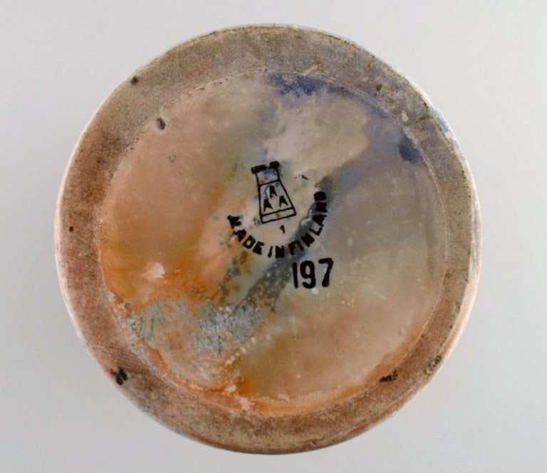 Arabia, Finland. Large art deco vase in glazed faience. Beautiful marbled glaze. 1920/30s. - 7