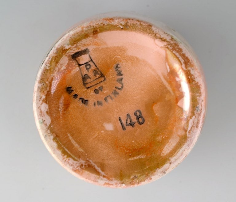 Arabia, Finland. Art deco vase in glazed faience. Beautiful marbled glaze. 1920/30s. - 7