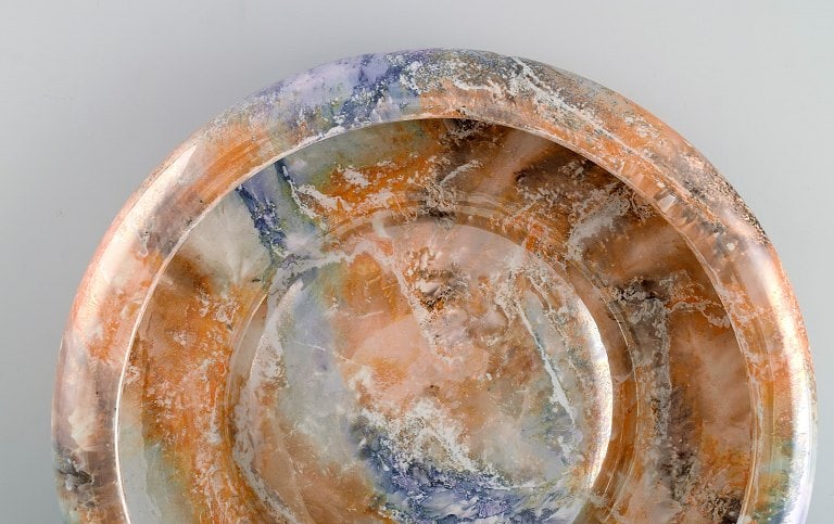 Arabia, Finland. Art deco bowl in glazed faience. Beautiful marbled glaze. 1920s/30s. - 7