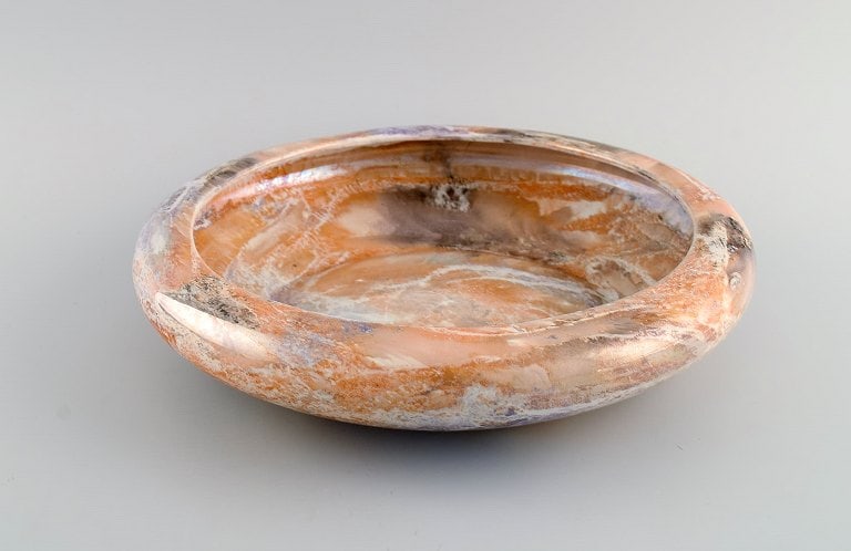 Arabia, Finland. Art deco bowl in glazed faience. Beautiful marbled glaze. 1920s/30s. - 2