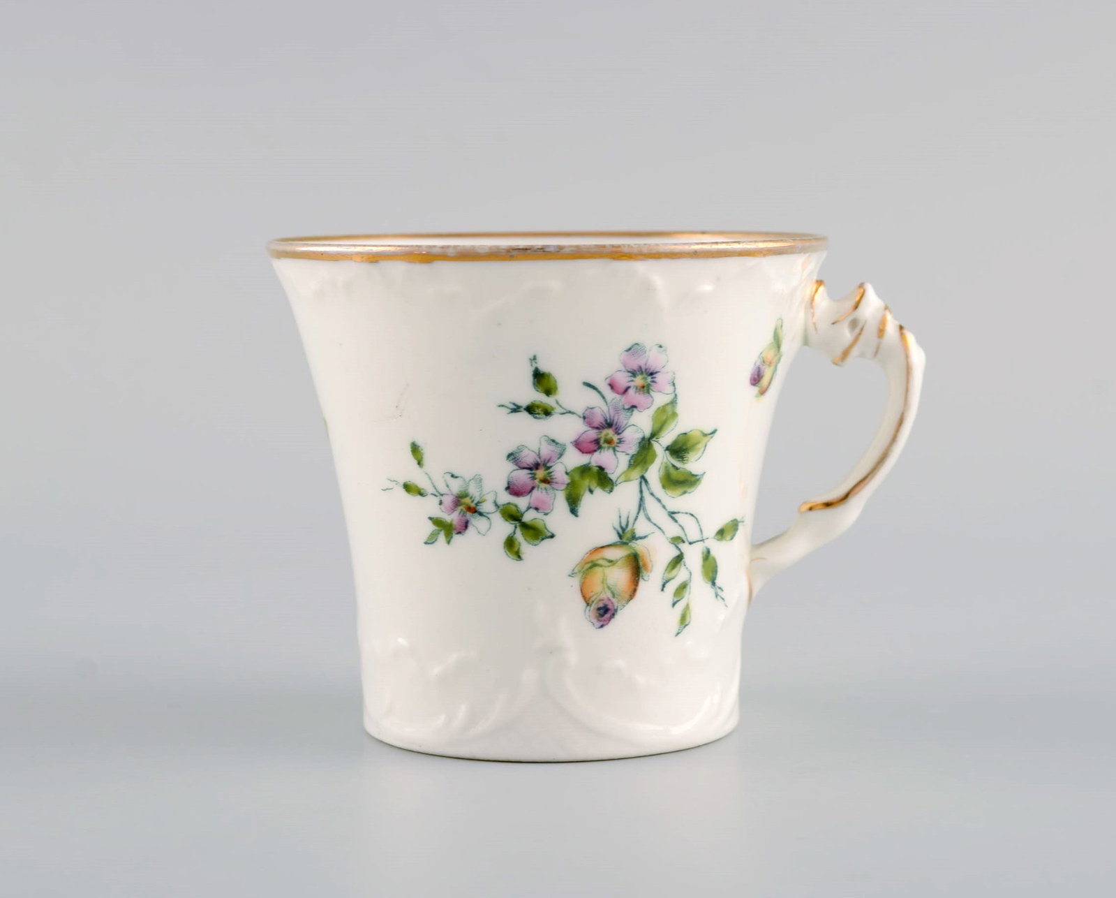 10 Rorstrand coffee cups with saucers in hand-painted porcelain. Flowers, gold edge and foliage in - 4