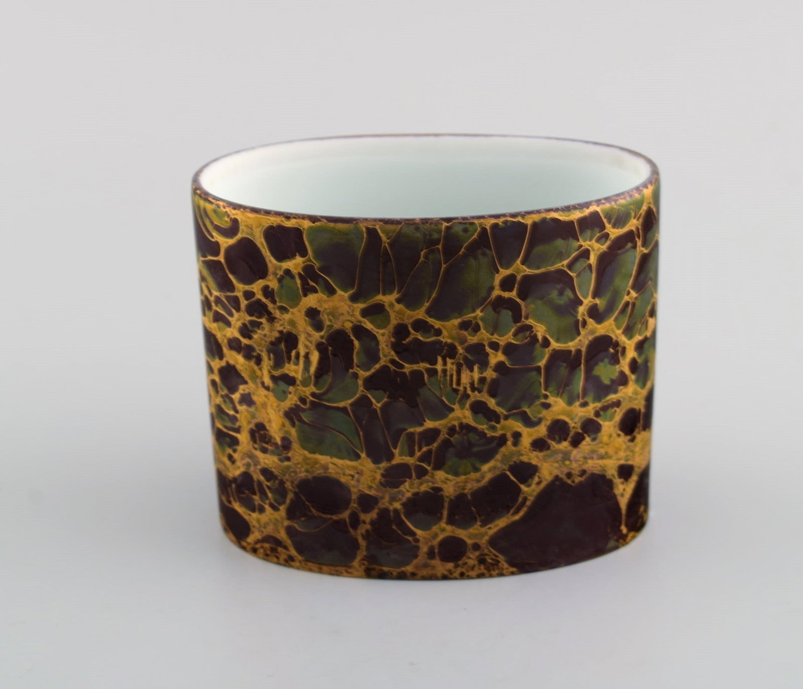 H. Dresler for Rosenthal. Vase and candle holder in hand-painted porcelain. Beautiful marbled gold - 4
