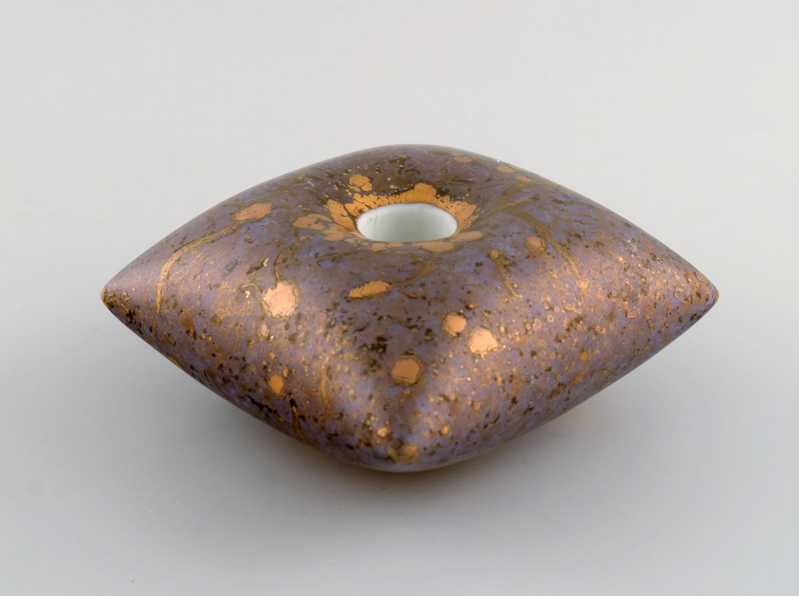 H. Dresler for Rosenthal. Vase and candle holder in hand-painted porcelain. Beautiful marbled gold - 6