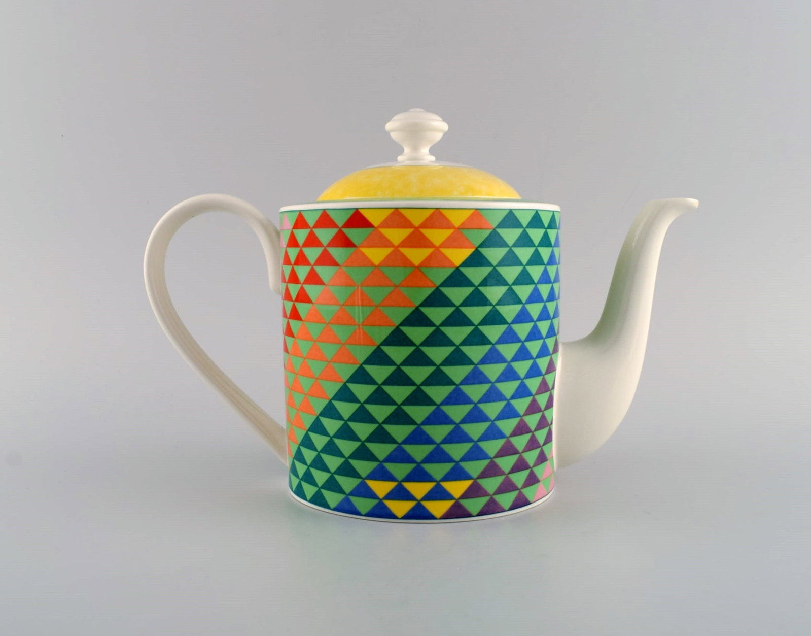 Gallo Design, Germany. Pamplona coffee pot, sugar bowl and creamer. Colorful decoration. Late 20th - 7