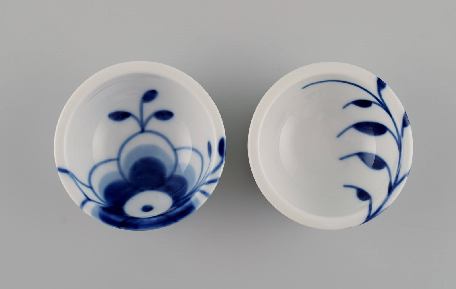 Two Royal Copenhagen Blue Fluted Mega salt cellars. 21st Century. Model number 548. - 2