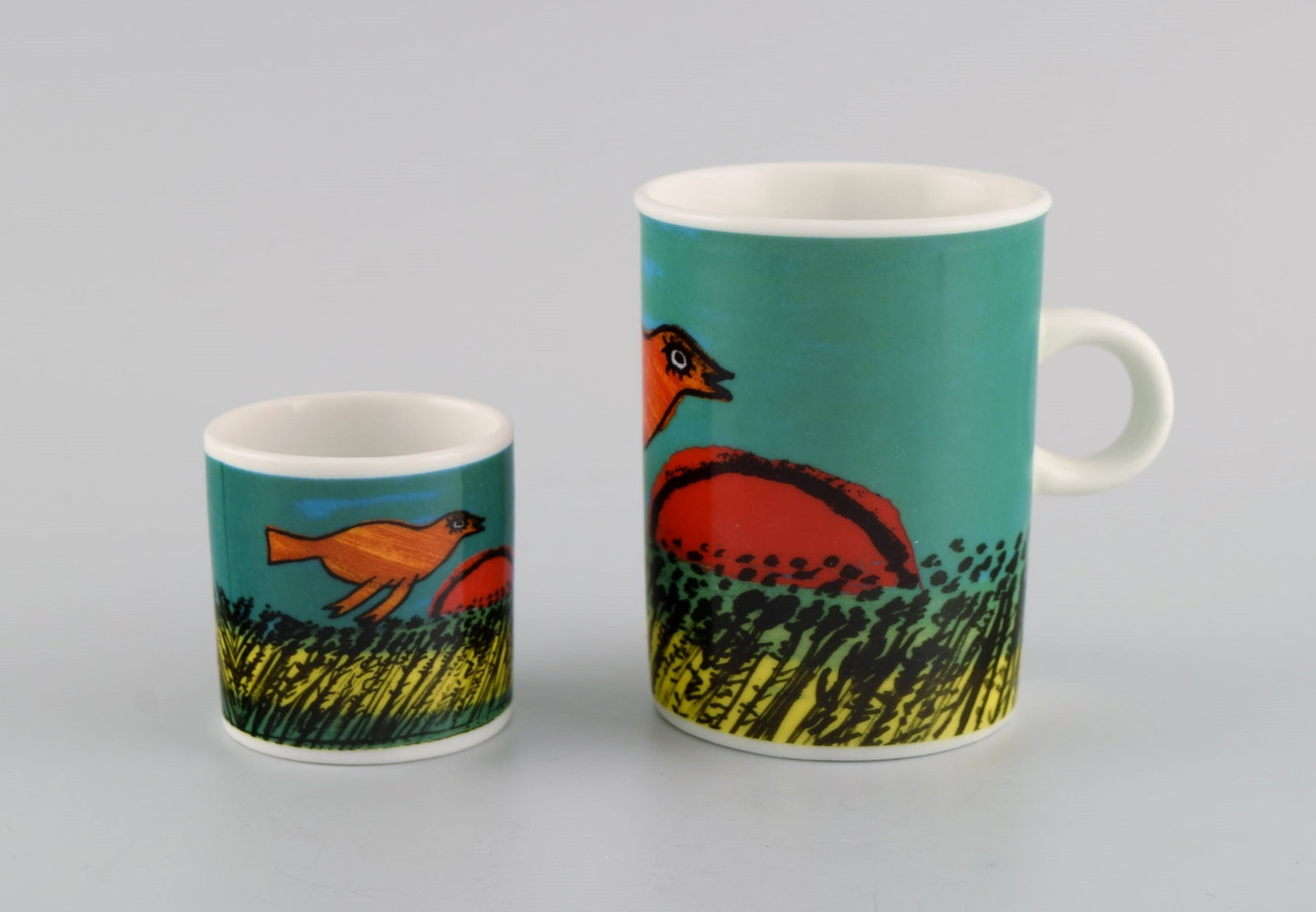 Corneille (Guillaume Cornelis van Beverloo), Dutch CoBrA artist (1922-2010). Coffee cup, plate and - 2