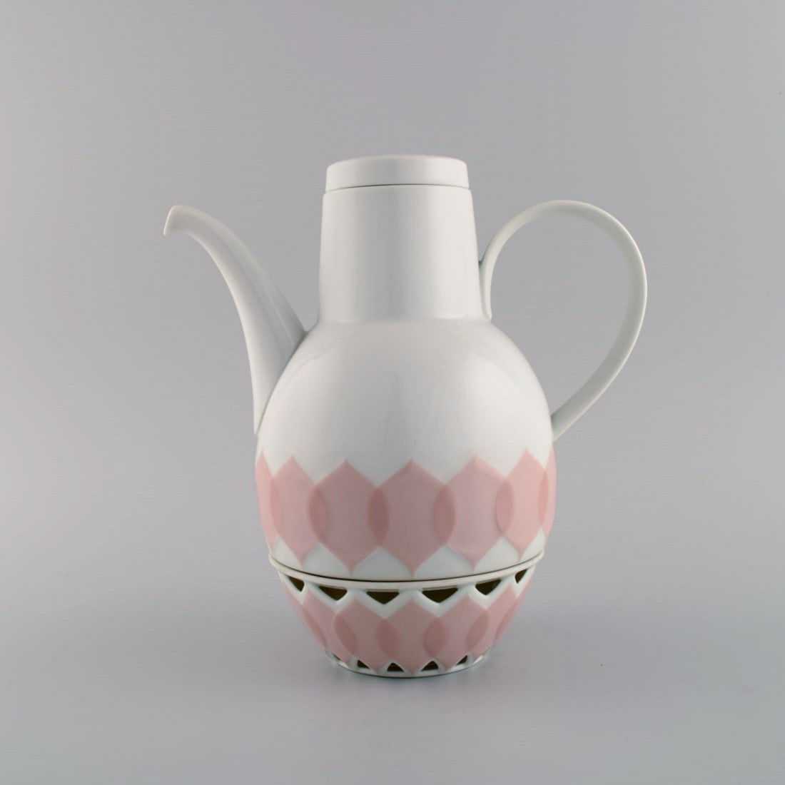 Bjorn Wiinblad for Rosenthal. Lotus porcelain service. Coffee pot with heater for tealight candles - 2