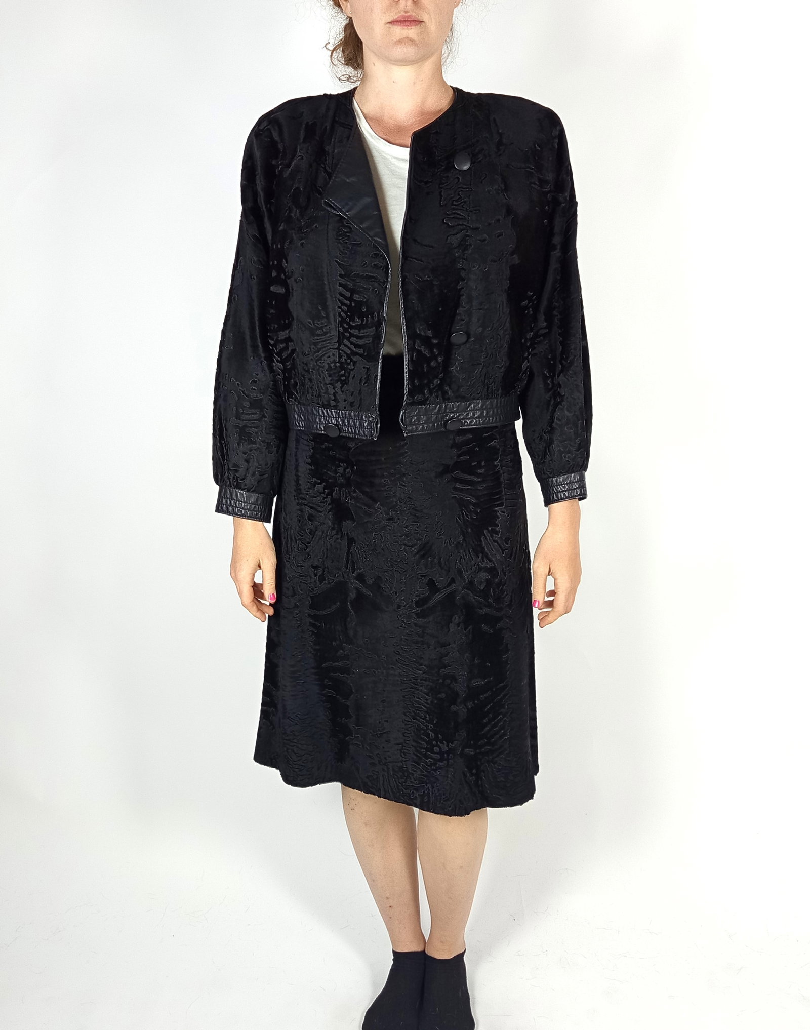 BROADTAIL PERSIAN LAMB FUR JACKET & SKIRT EU: L ; US: 16 - 4