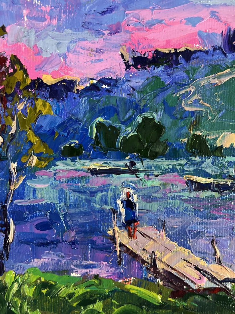 Oil painting The romantic silence of a pink sunset Oksana Ivanyuk - 2