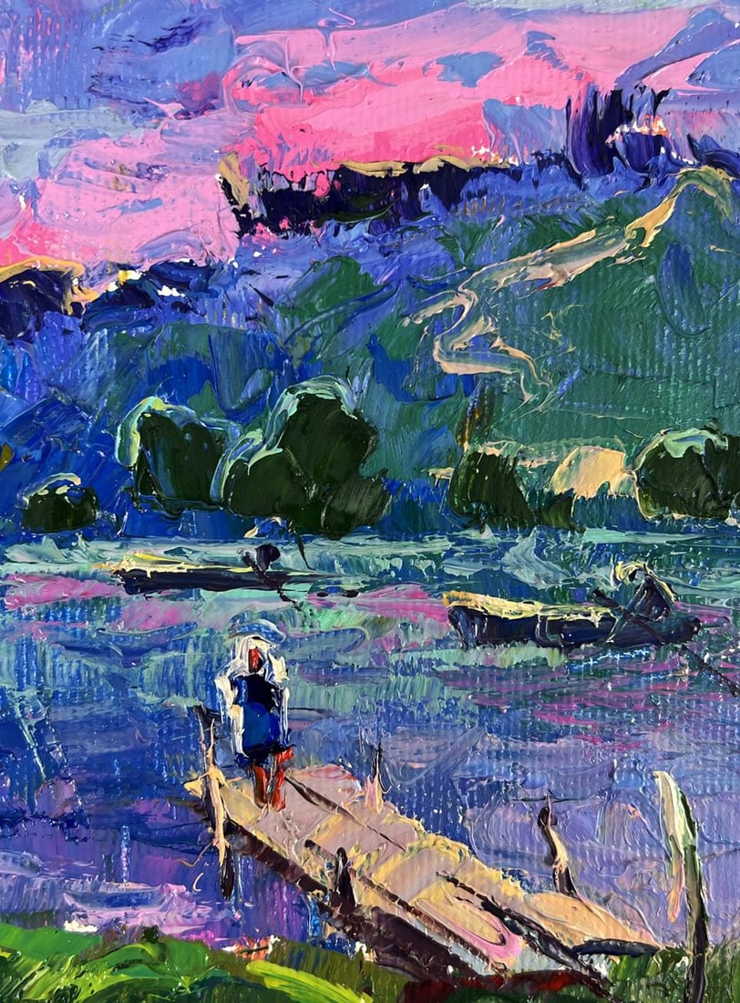 Oil painting The romantic silence of a pink sunset Oksana Ivanyuk - 4