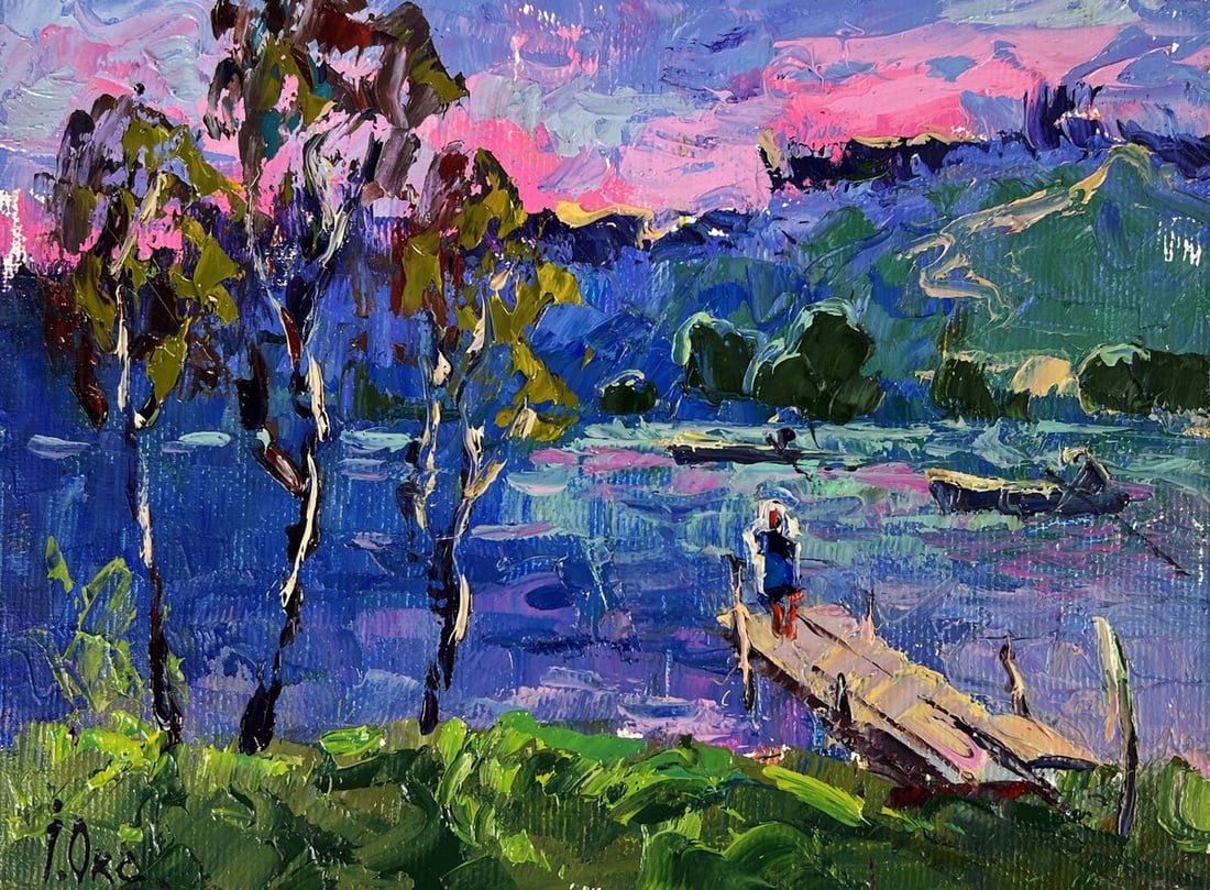 Oil painting The romantic silence of a pink sunset Oksana Ivanyuk - 7