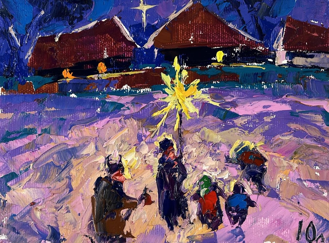 Oil painting Christmas Night in the Village Oleksiy Ivanyuk - 4