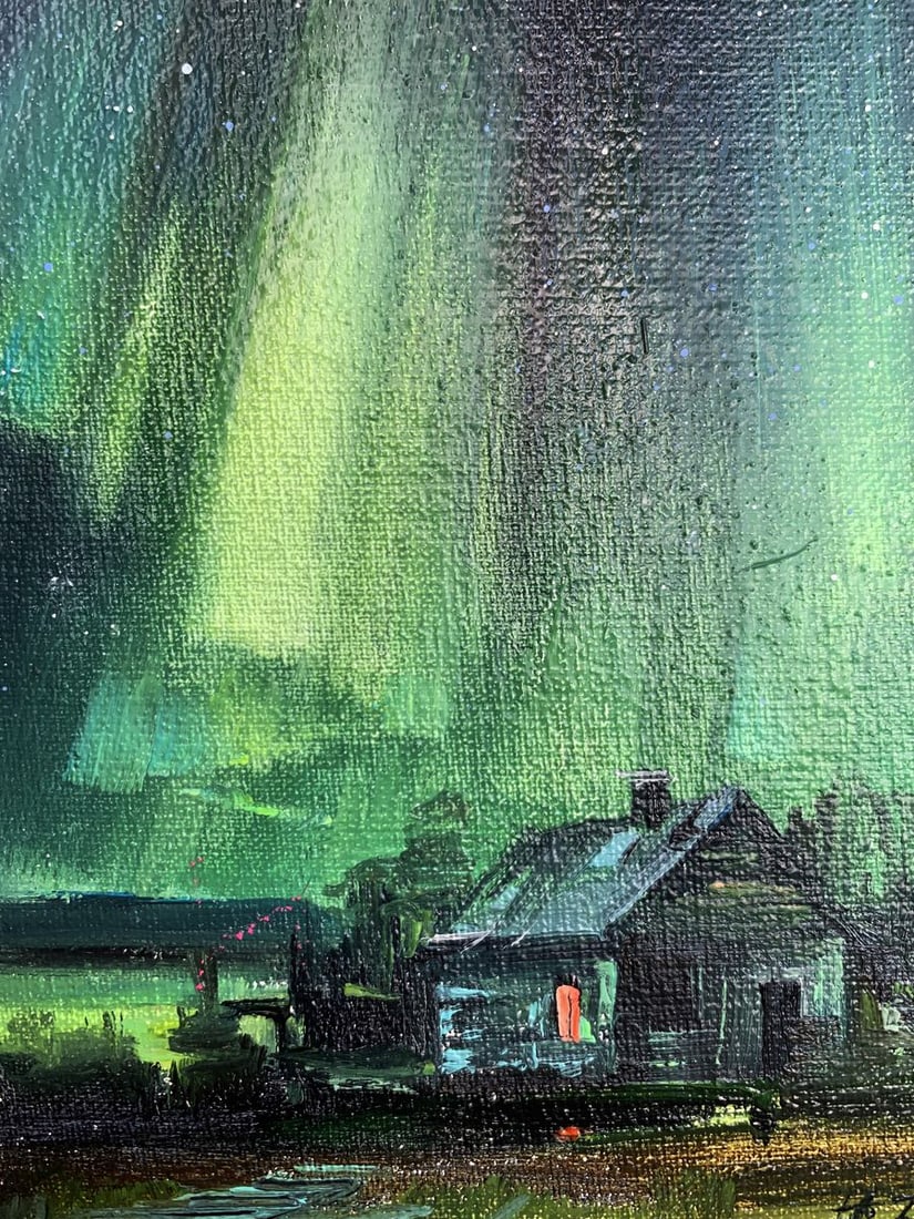 Oil painting Northern lights Tatyana Derdey - 2