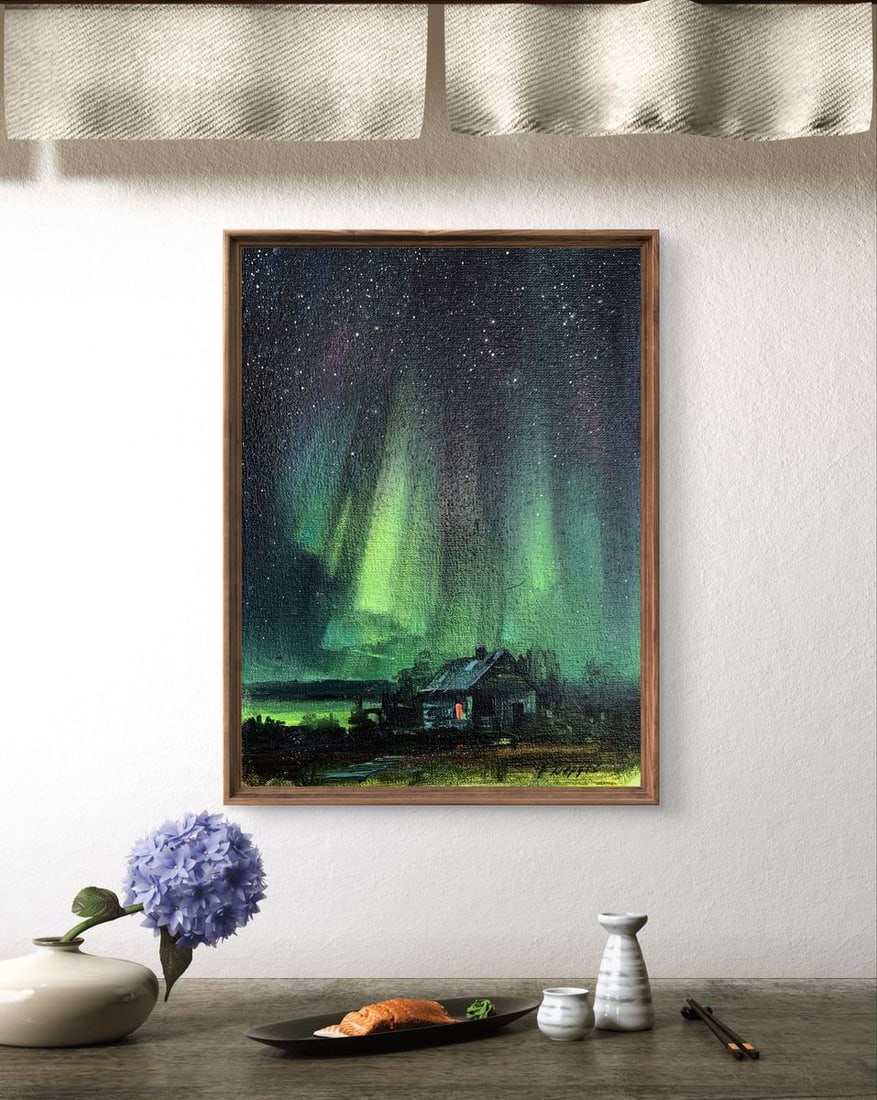 Oil painting Northern lights Tatyana Derdey - 7