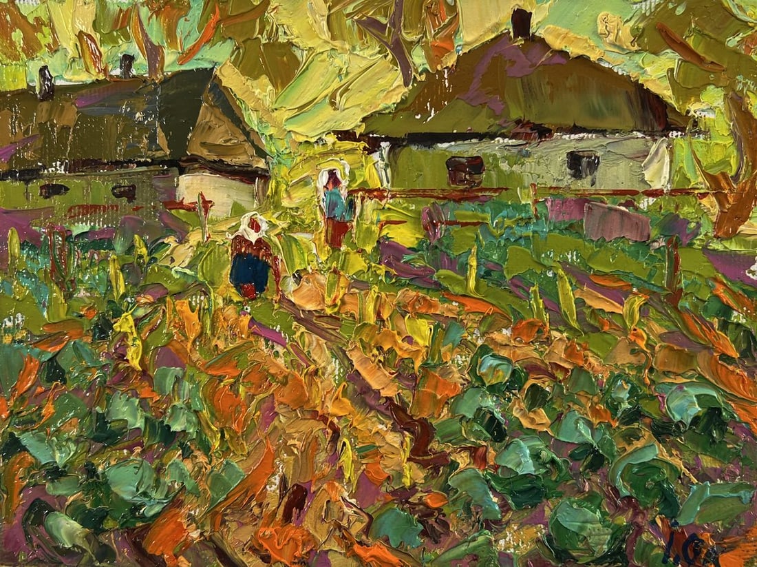 Oil painting Yellow sunset in the village Oleksiy Ivanyuk - 3