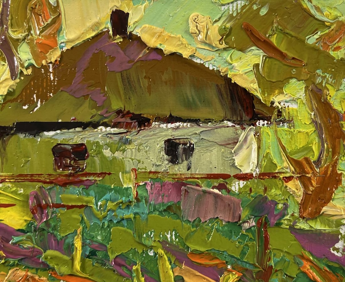 Oil painting Yellow sunset in the village Oleksiy Ivanyuk - 4