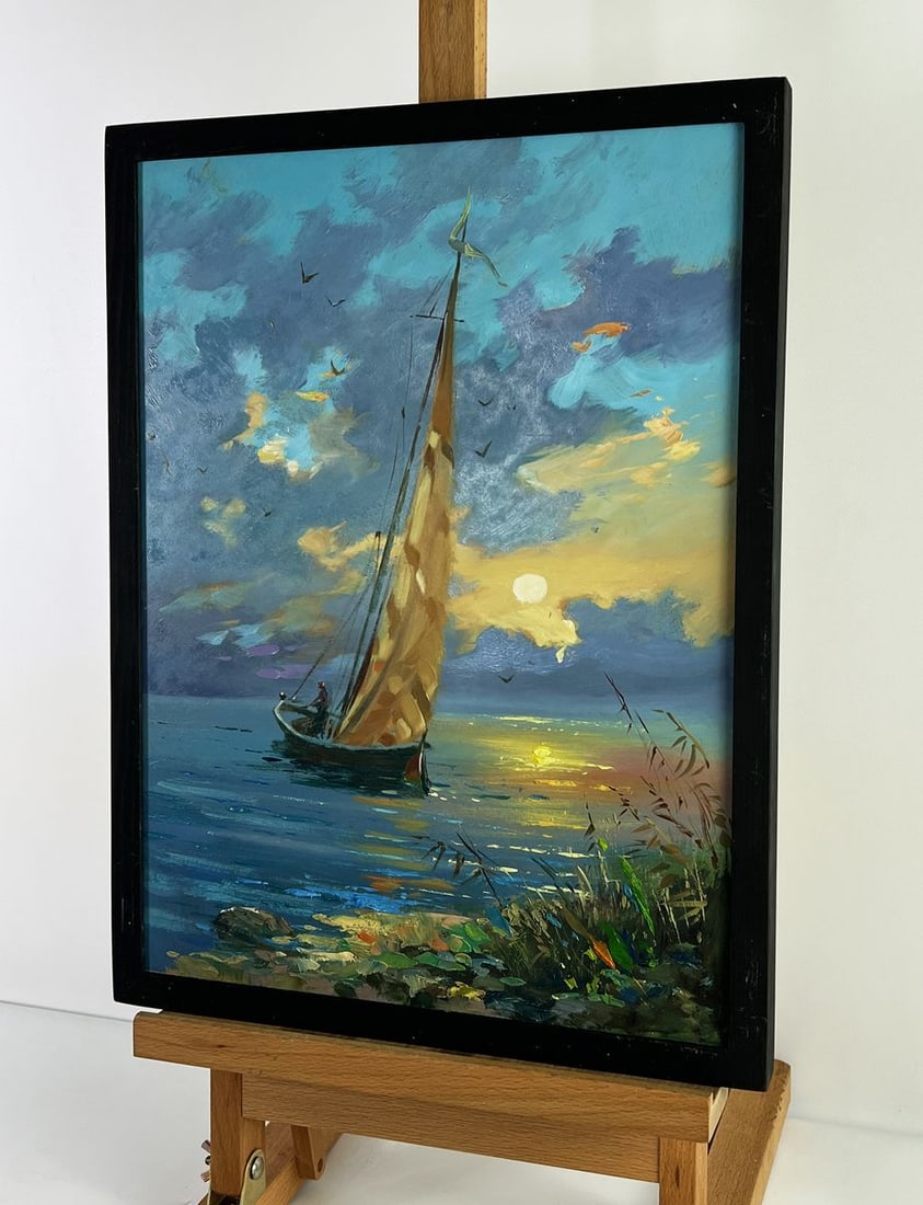 Oil painting Sailboat at sunset Yuriy Suprunchuk - 4