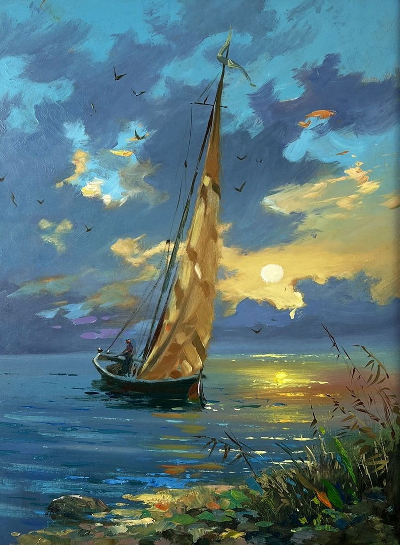 Oil painting Sailboat at sunset Yuriy Suprunchuk - 5