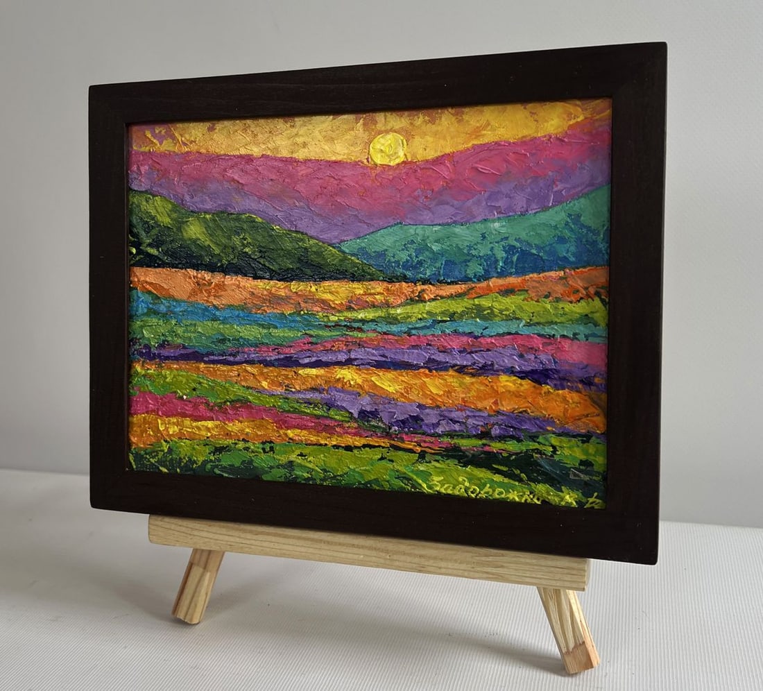 Oil painting The sun in the embrace of the mountain V. Zadorozhnya - 2
