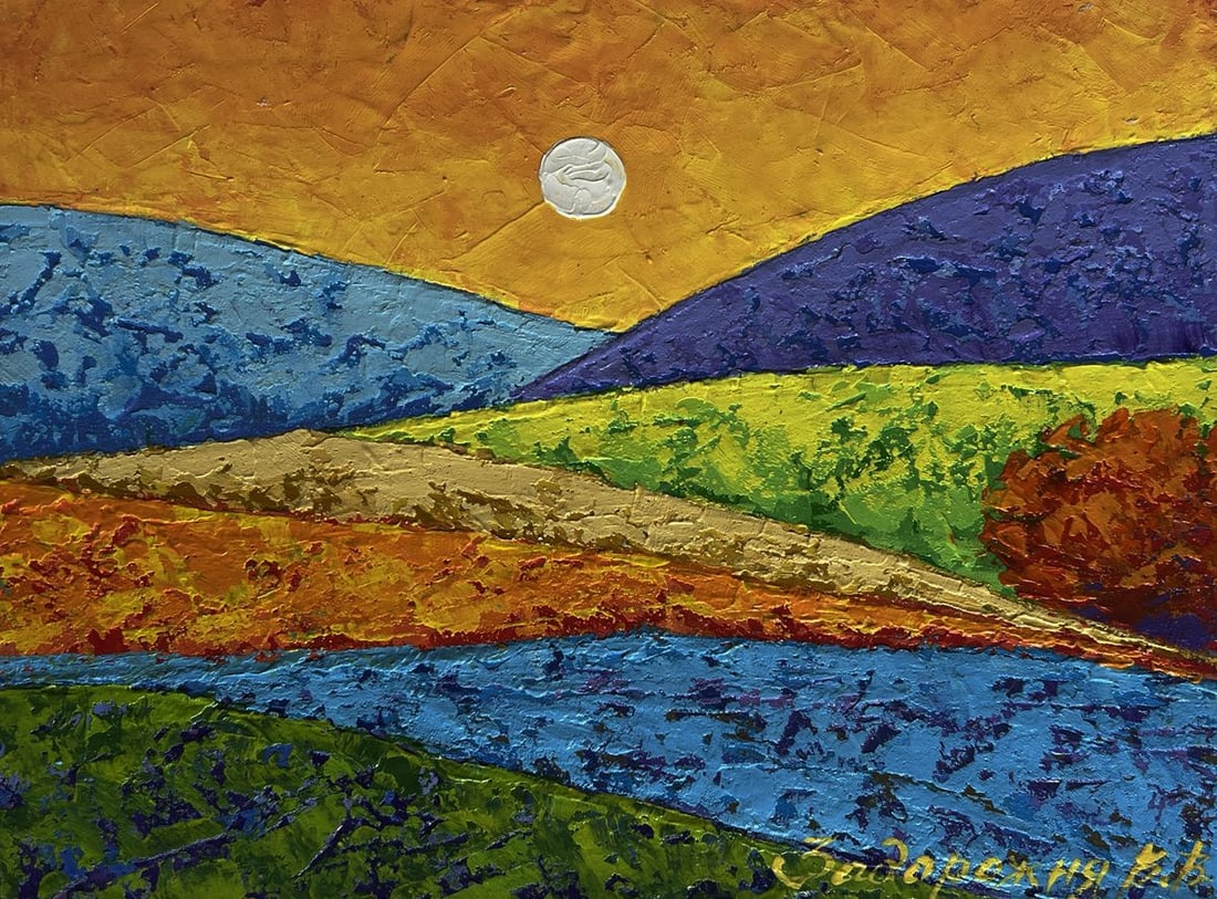 Oil painting Yellow rays of sunset V. Zadorozhnya - 4