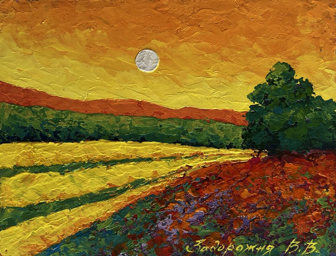 Oil painting Summer silence with sunset V. Zadorozhnya - 4