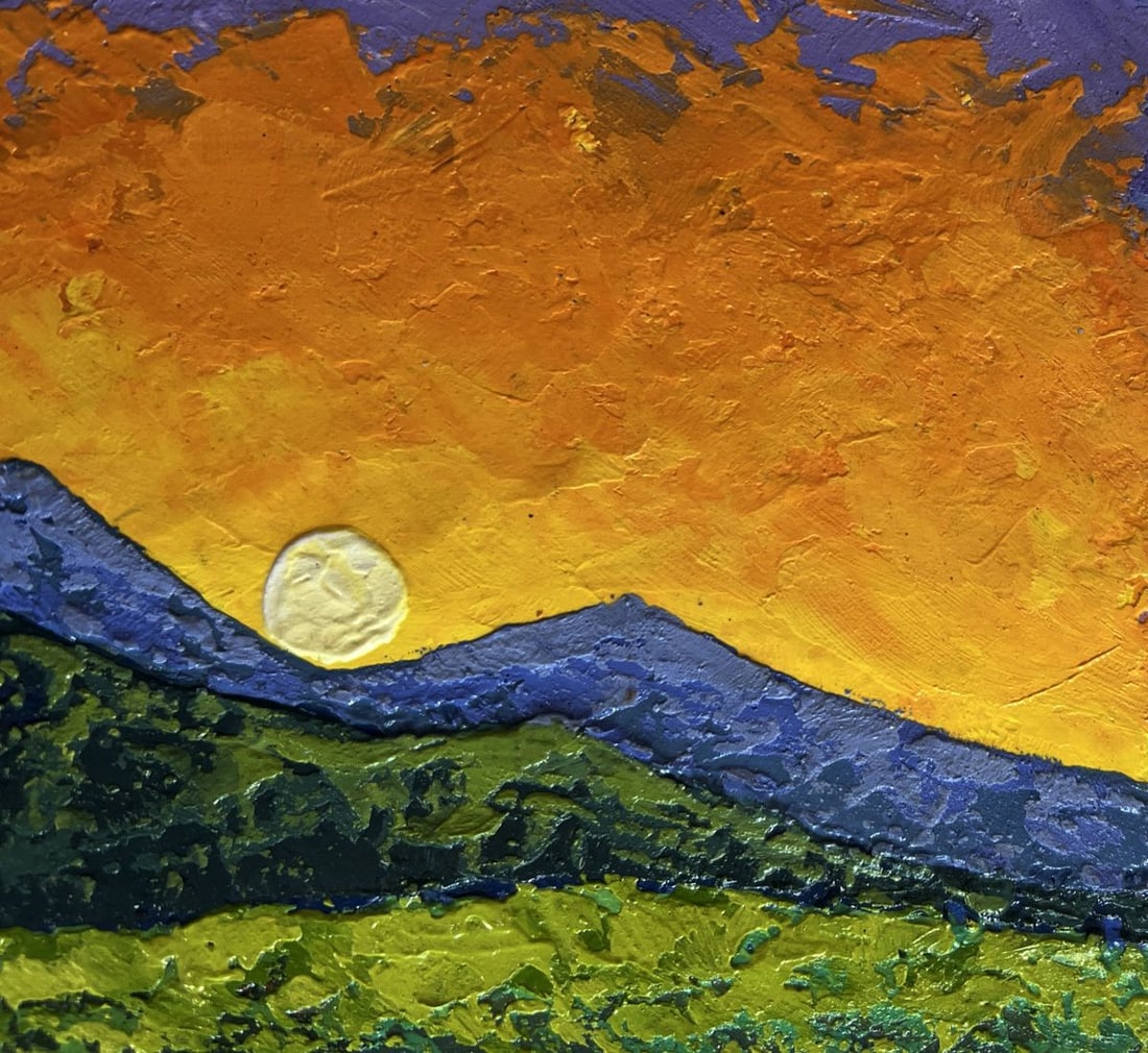 Oil painting Sunset hues over summer mountains V. Zadorozhnya - 5