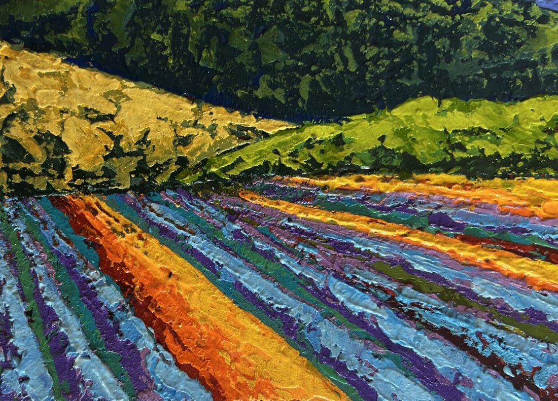 Oil painting Sunset hues over summer mountains V. Zadorozhnya - 7