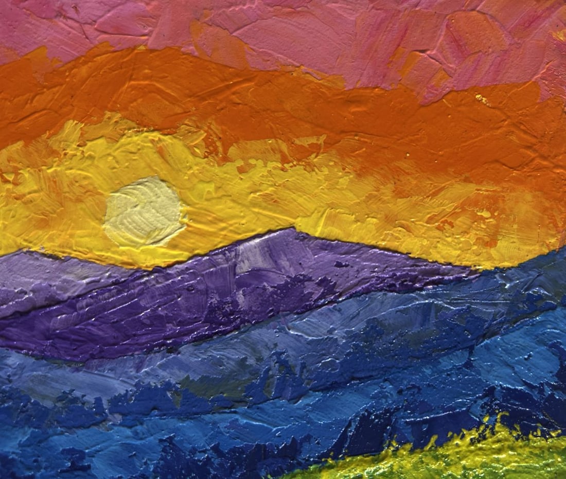 Oil painting Sunset is observed in the mountain valley V. Zadorozhnya - 5