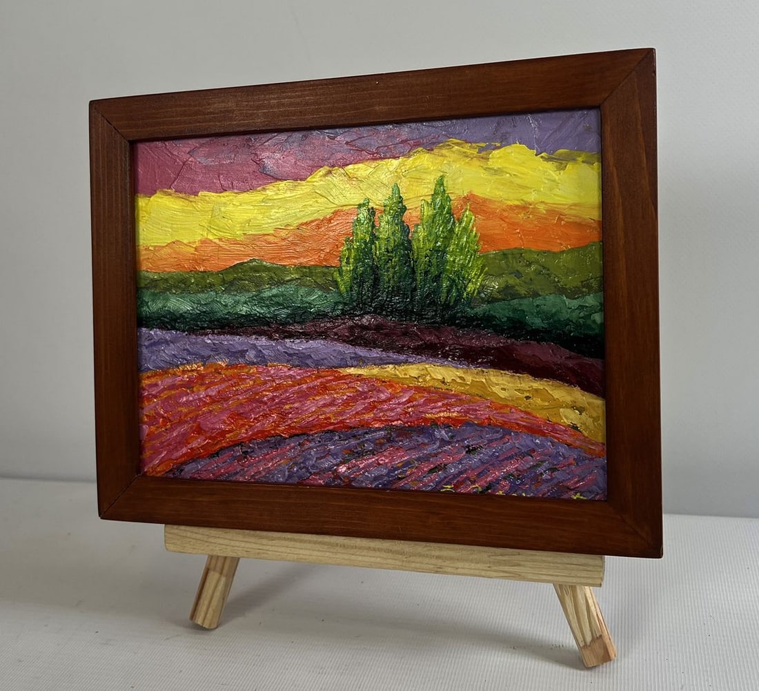 Oil painting Summer evening in sunset colors V. Zadorozhnya - 3