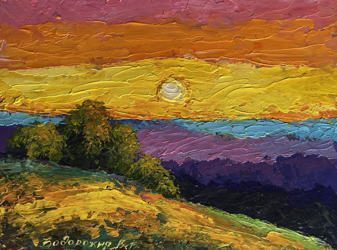 Oil painting Great view of the sunset V. Zadorozhnya - 4