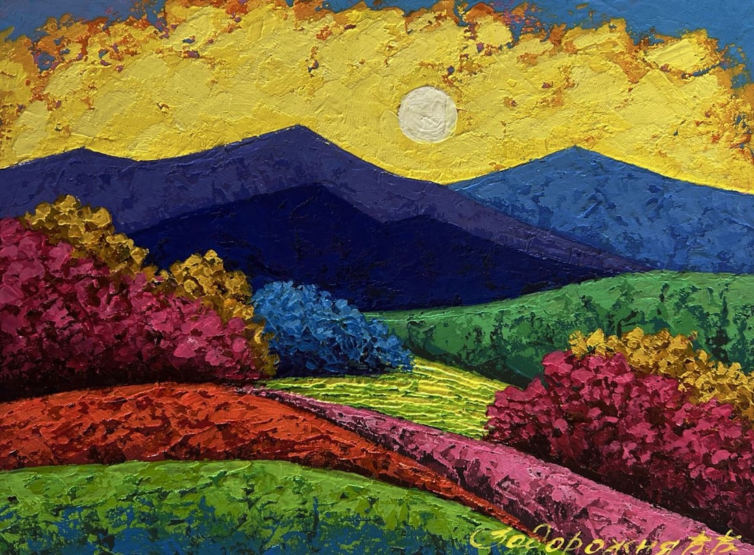 Oil painting An evening engulfed in sunset gold V. Zadorozhnya - 3