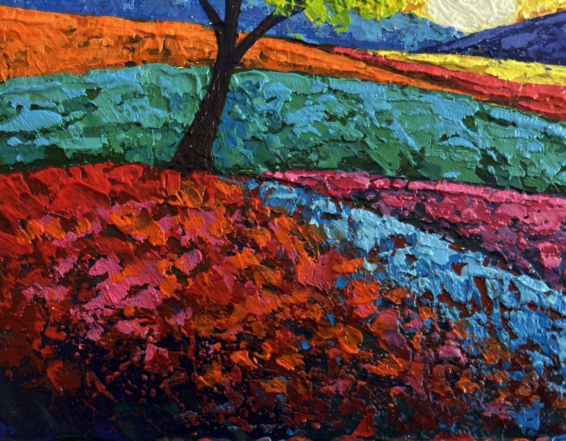 Oil painting In the field watching the sunset V. Zadorozhnya - 7