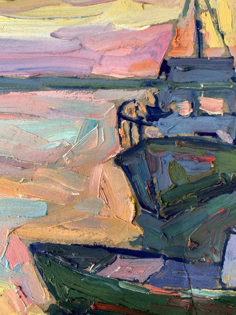 Oil painting Sunset on the pier Peter Tovpev - 5