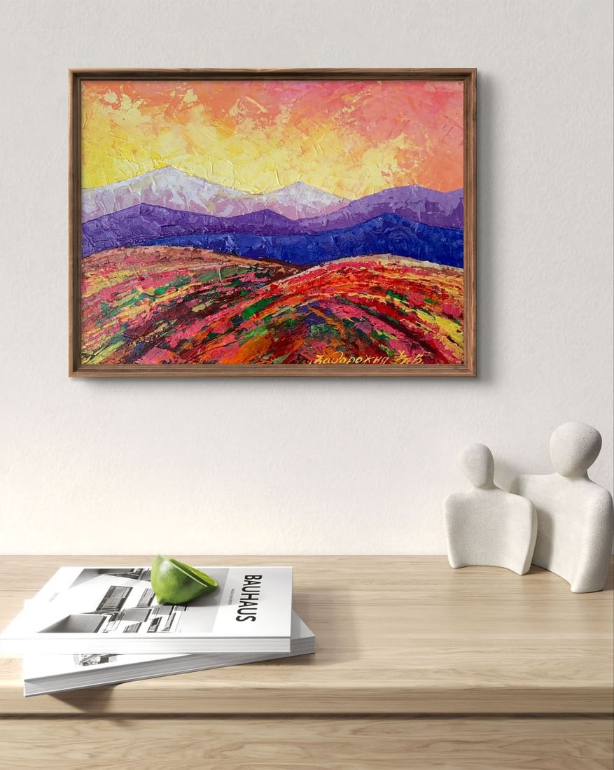 Oil painting Crimson sunset in the mountains V. Zadorozhnya - 7