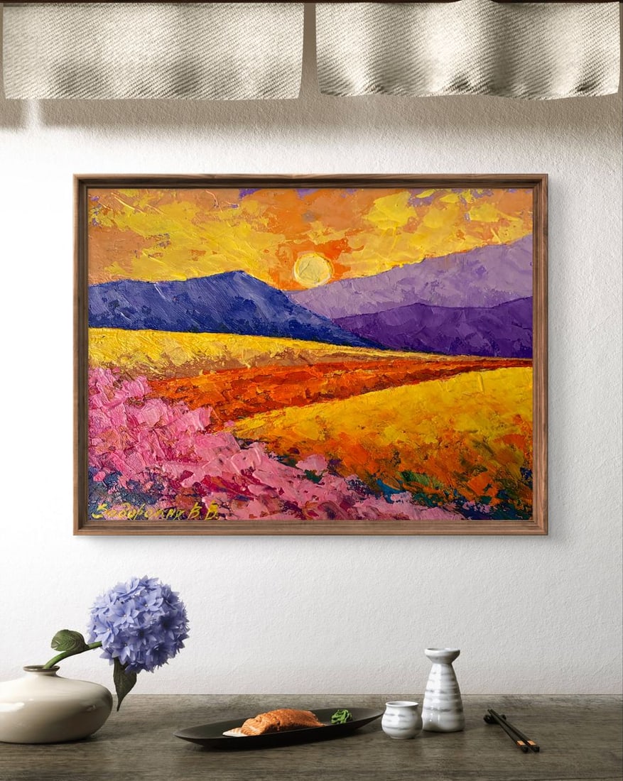 Oil painting Sun over the mountains V. Zadorozhnya - 6