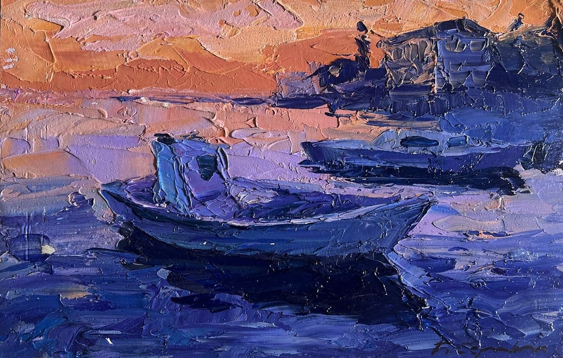 Oil painting Romantic evening by the river Boris Serdyuk - 6