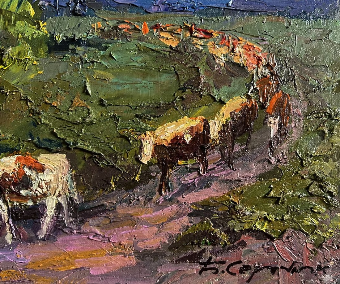 Oil painting The cows are going home Boris Serdyuk - 3