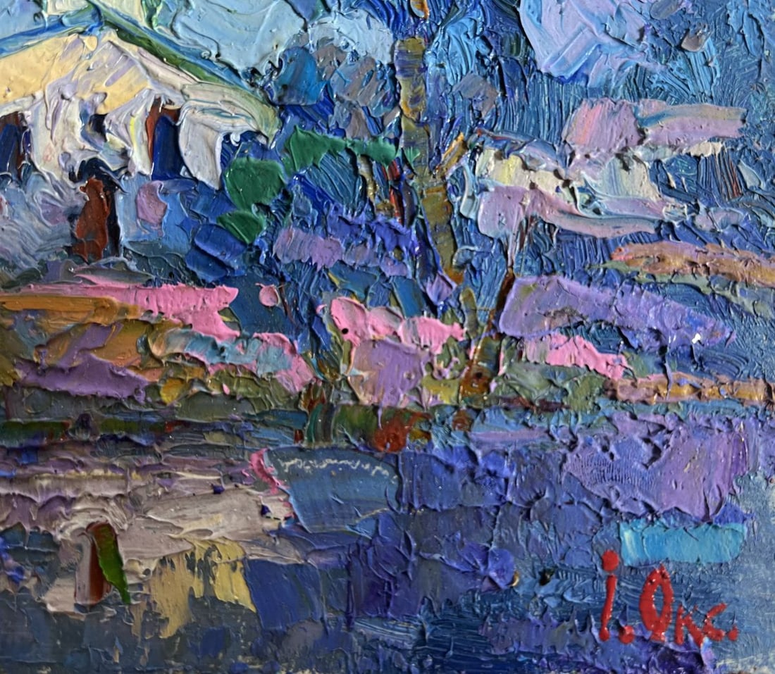 Oil painting Early in the morning at church Oksana Kalenyuk - 2