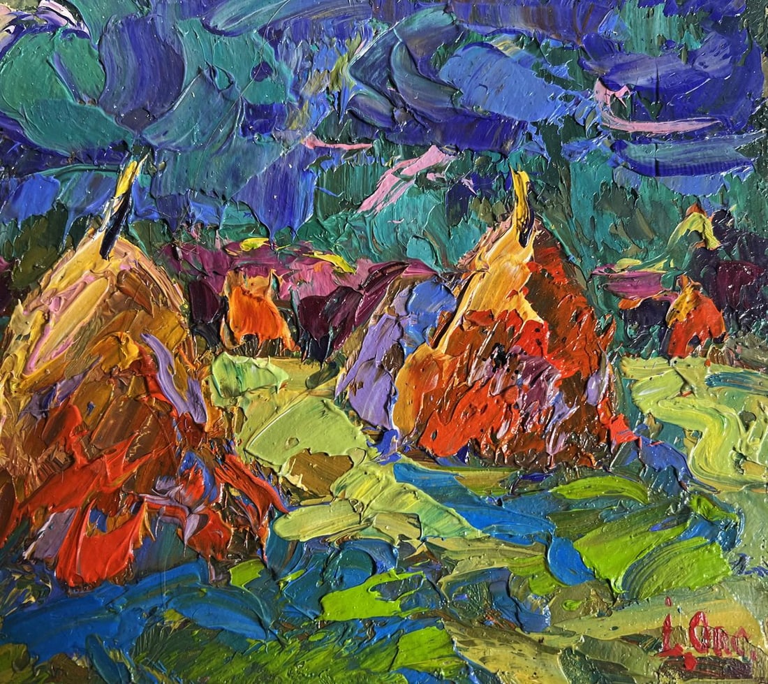 Oil painting Walking through the evening field Oksana Kalenyuk - 3