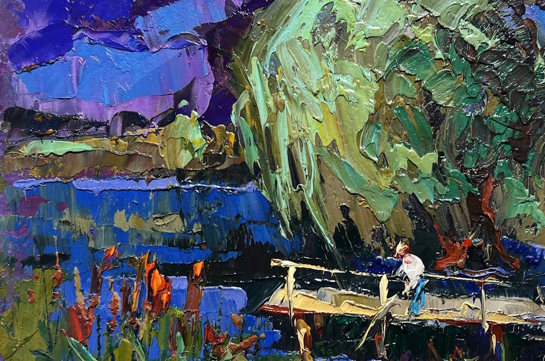 Oil painting At the night lake Oksana Kalenyuk - 2