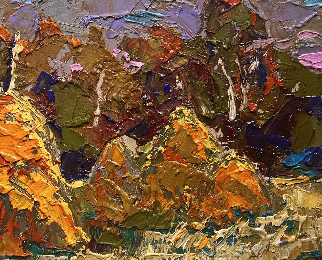 Oil painting Haystacks in the field Alex Kalenyuk - 2