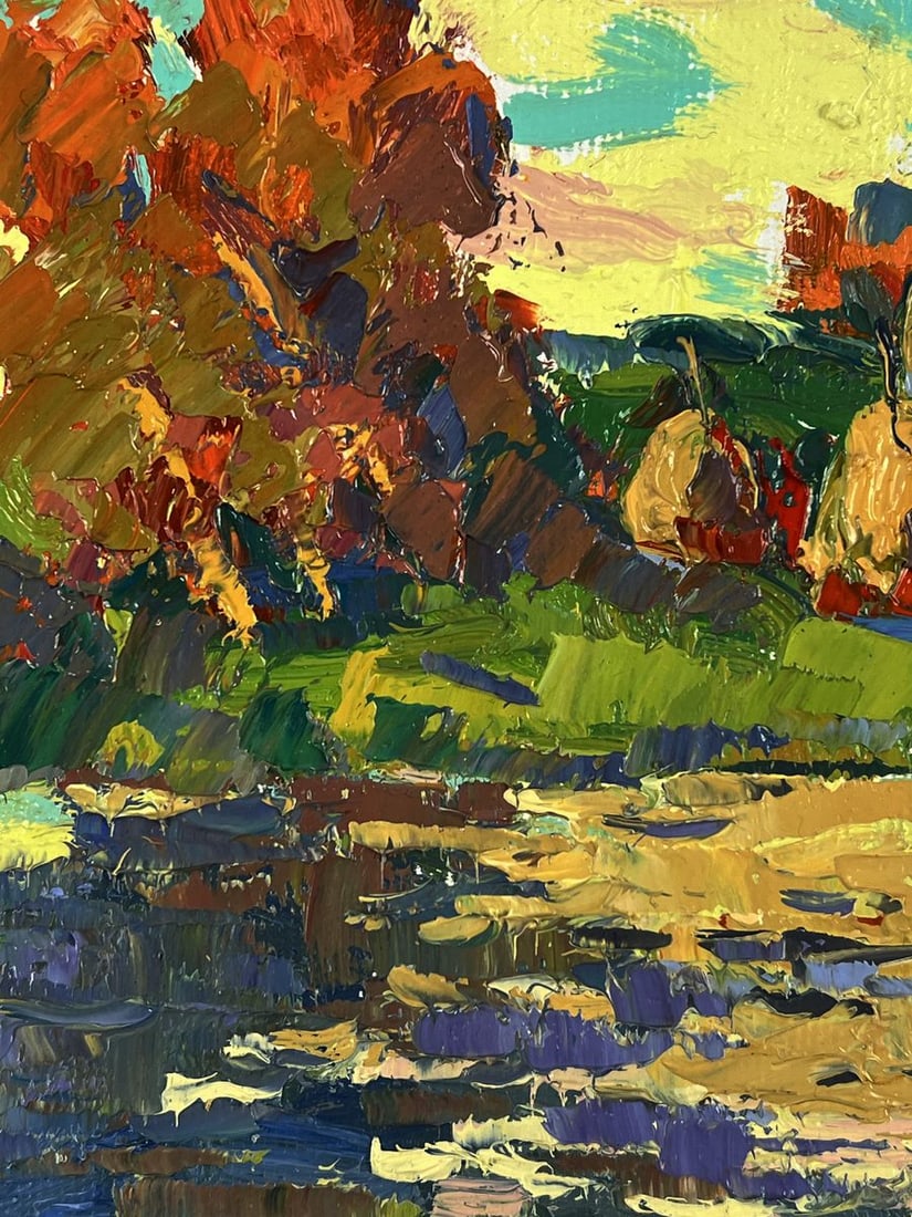 Oil painting Sunset reflection on the river Oksana Ivanyuk - 4