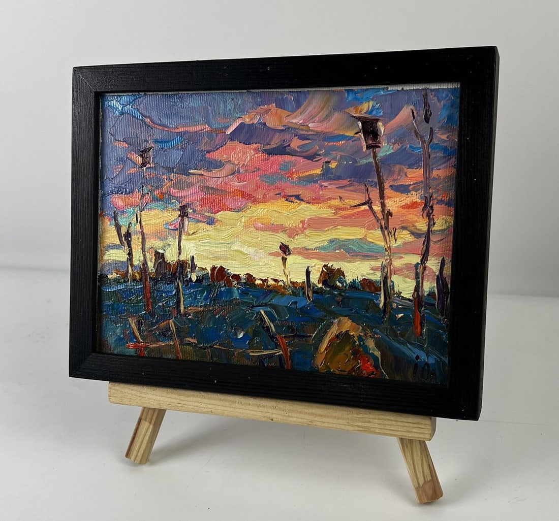Oil painting Romantic sunset in the field Oleksiy Ivanyuk - 4