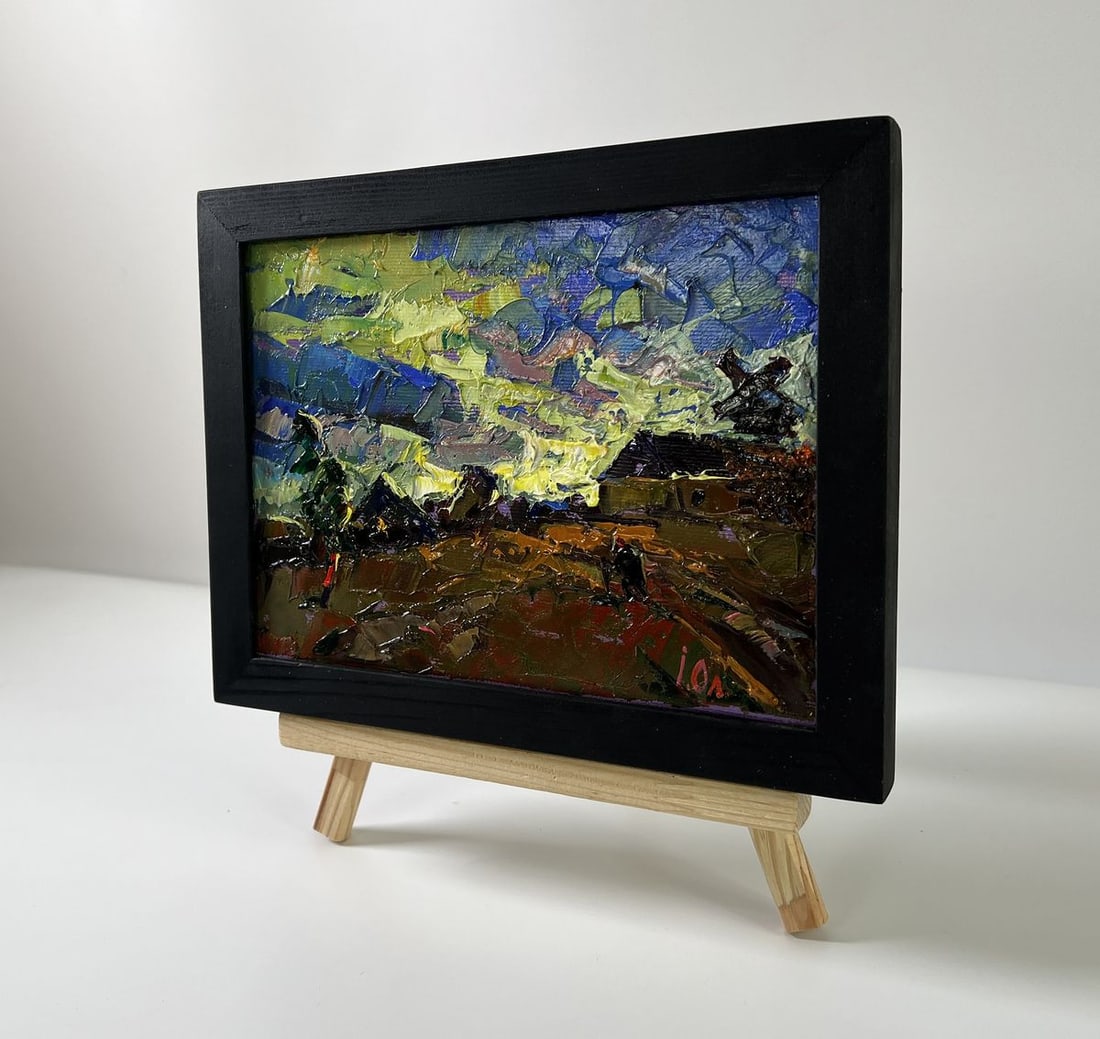 Oil painting Colorful sky of the village Oleksiy Ivanyuk - 2
