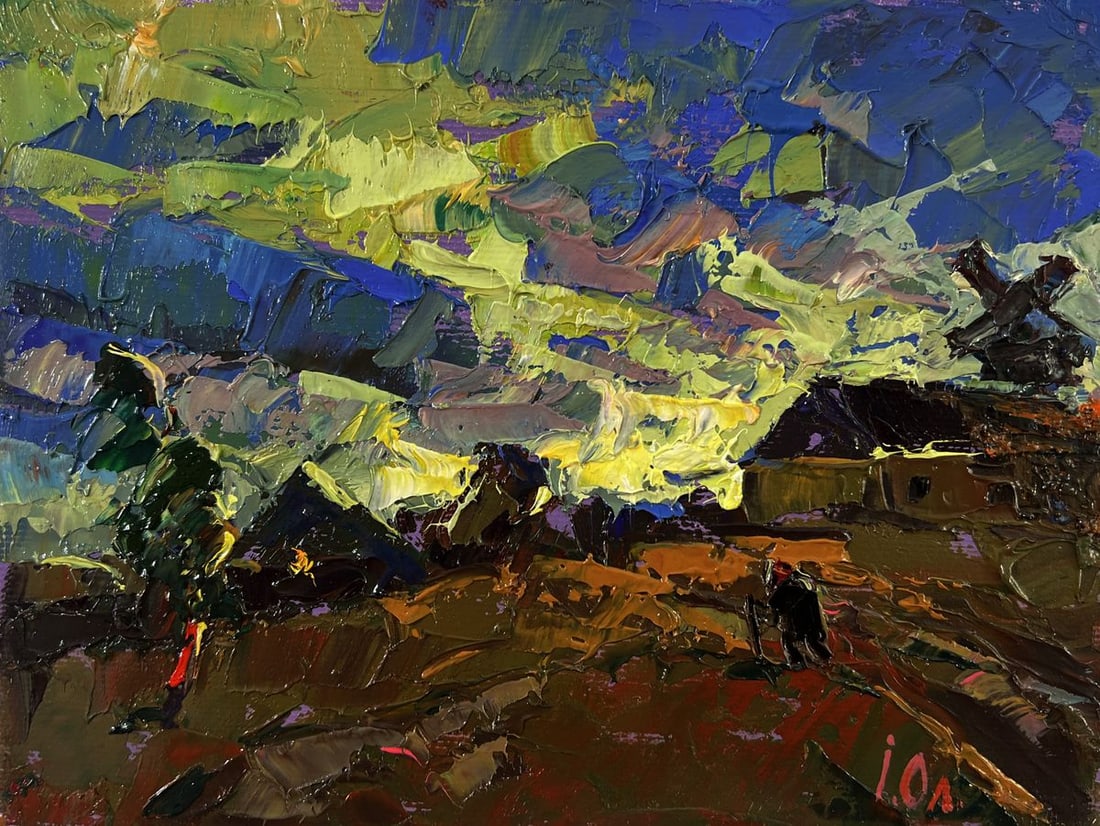 Oil painting Colorful sky of the village Oleksiy Ivanyuk - 3